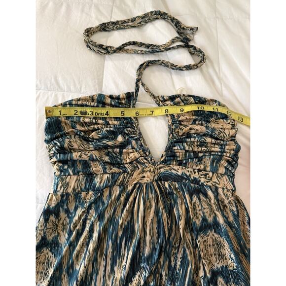 Vintage Y2K T Bags Los Angeles Keyhole Halter Top Babydoll Flowy Boho Sz S Teal - Picture 2 of 8